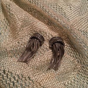 Vintage silver tone tassel clip on earrings